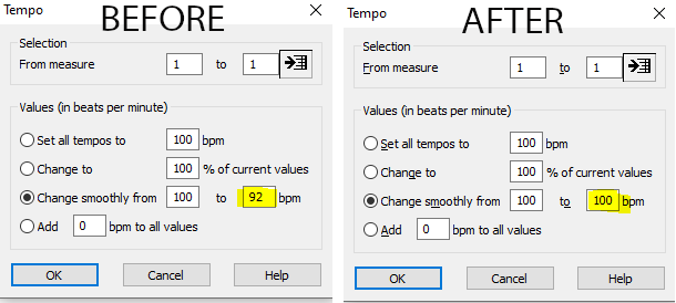 Issue with tempo change setting within measure